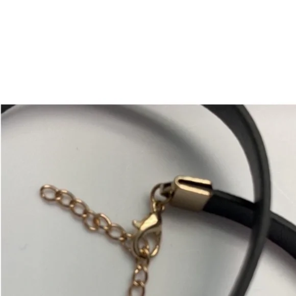New YSL Black leather Necklace and or Bracelet with gold tone charms - Picture 3 of 9